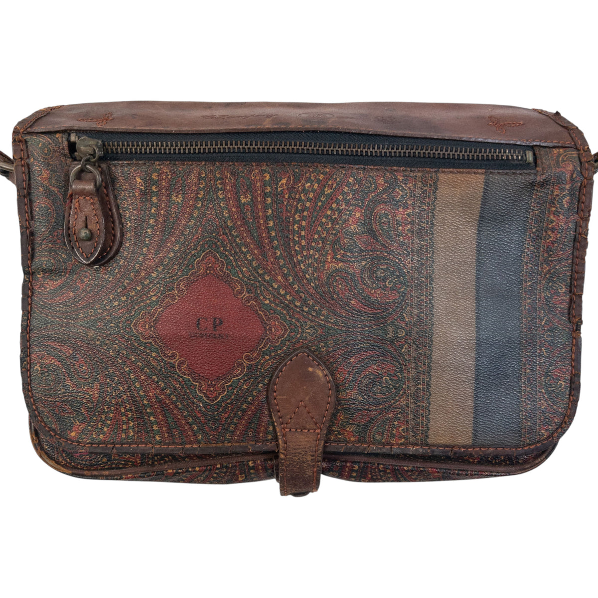 Vintage 80s CP Company Leather Paisley Crossbody Bag