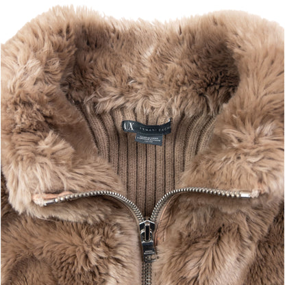 Vintage 2000s Armani Exchange Faux Fur Ribbed Knit Gilet Womens Size XS