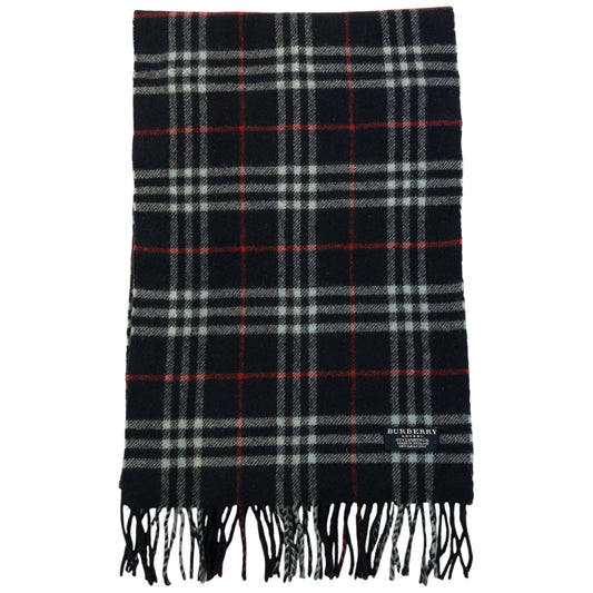 Vintage 2000s Burberry Nova Check Lambswool Tassel Scarf