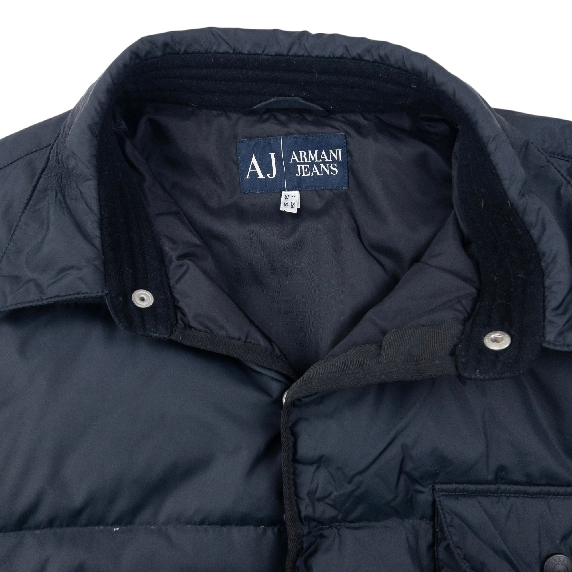 Vintage Armani Jeans Button Up Puffer Jacket Size L