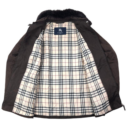 Vintage 2000s Burberry Nova Check Lined Fur Collar Quilted Jacket Womens Size L