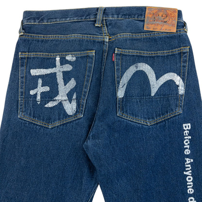 Vintage 2000s Evisu Gull Symbol Text Japanese Denim Jeans Size W32