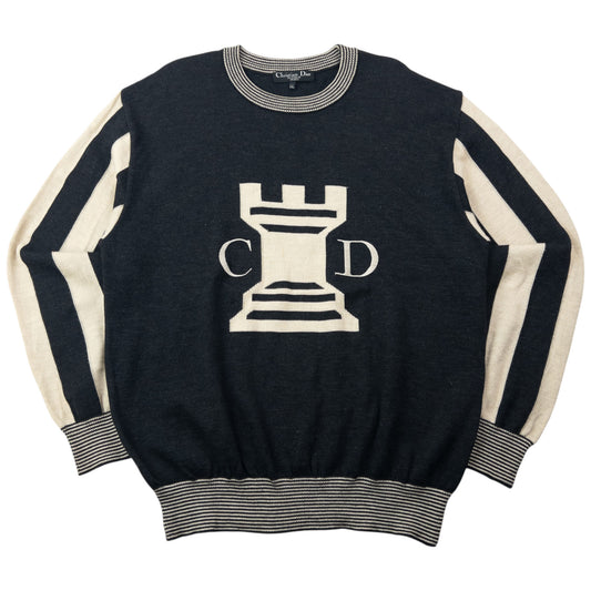 Vintage 90s Dior Monsieur Sports Chess Rook Jumper Size M