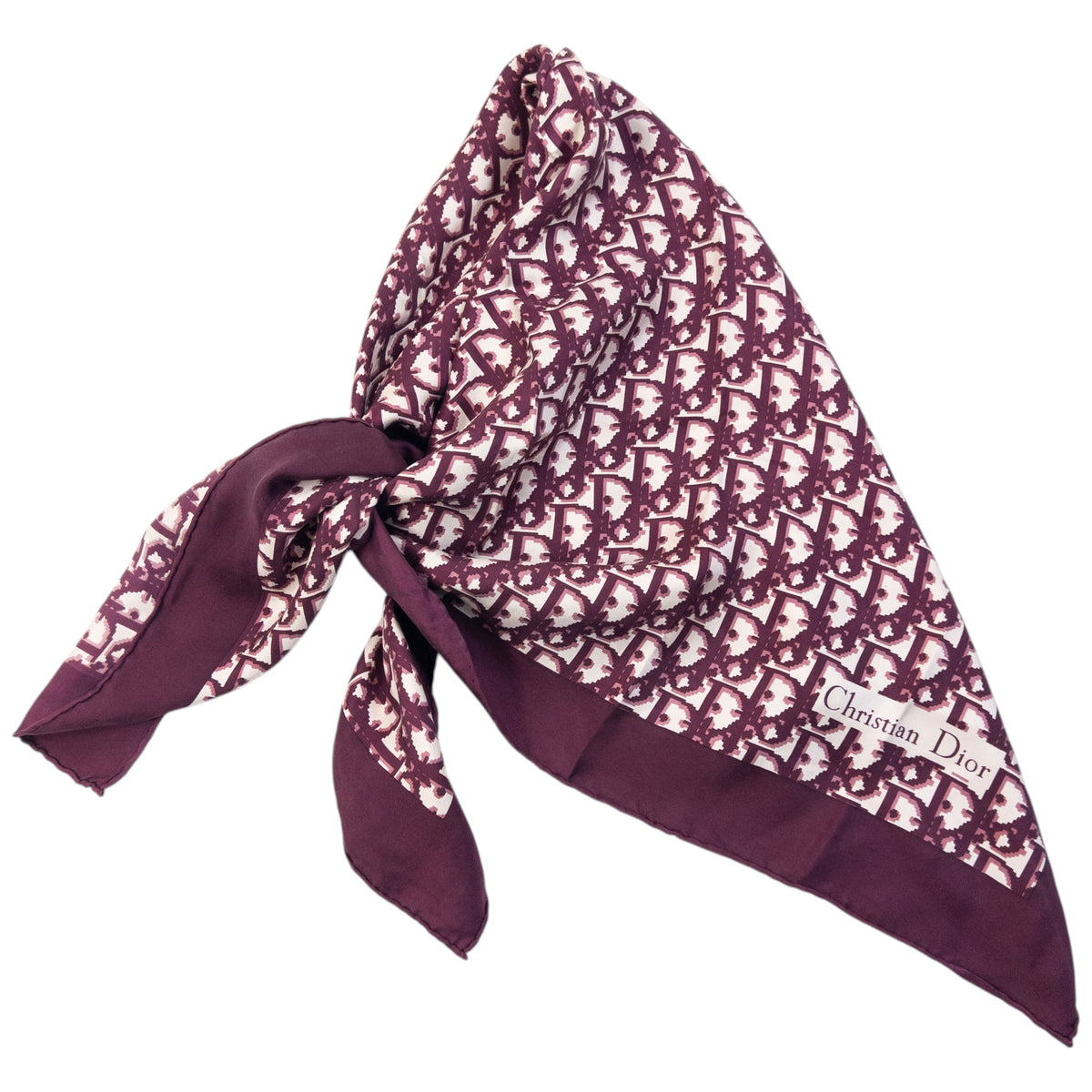 Vintage 2000s Dior Monogram Pixel Silk Scarf in red, photo 5