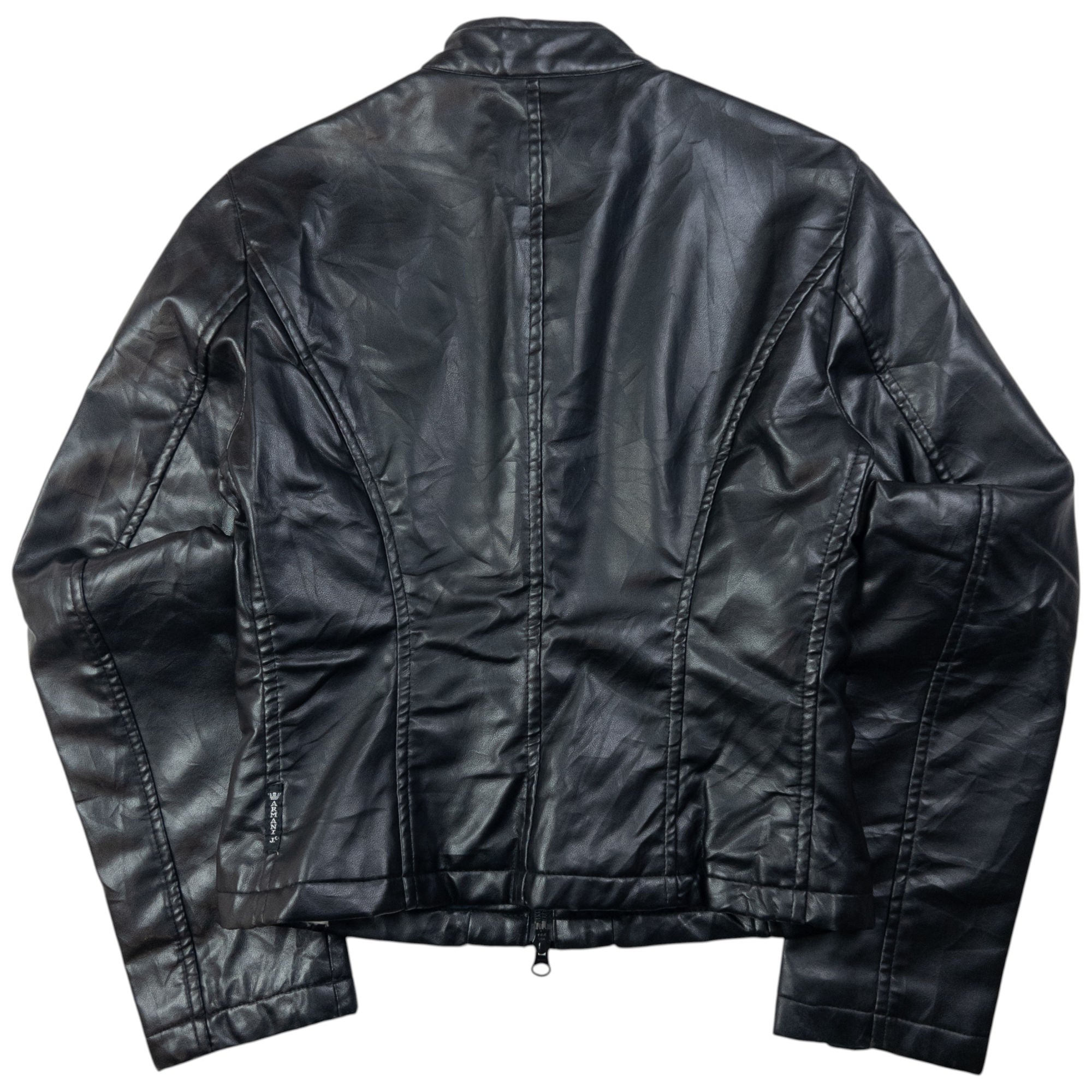 Vintage Armani Jeans Leather Biker Jacket Womens Size S