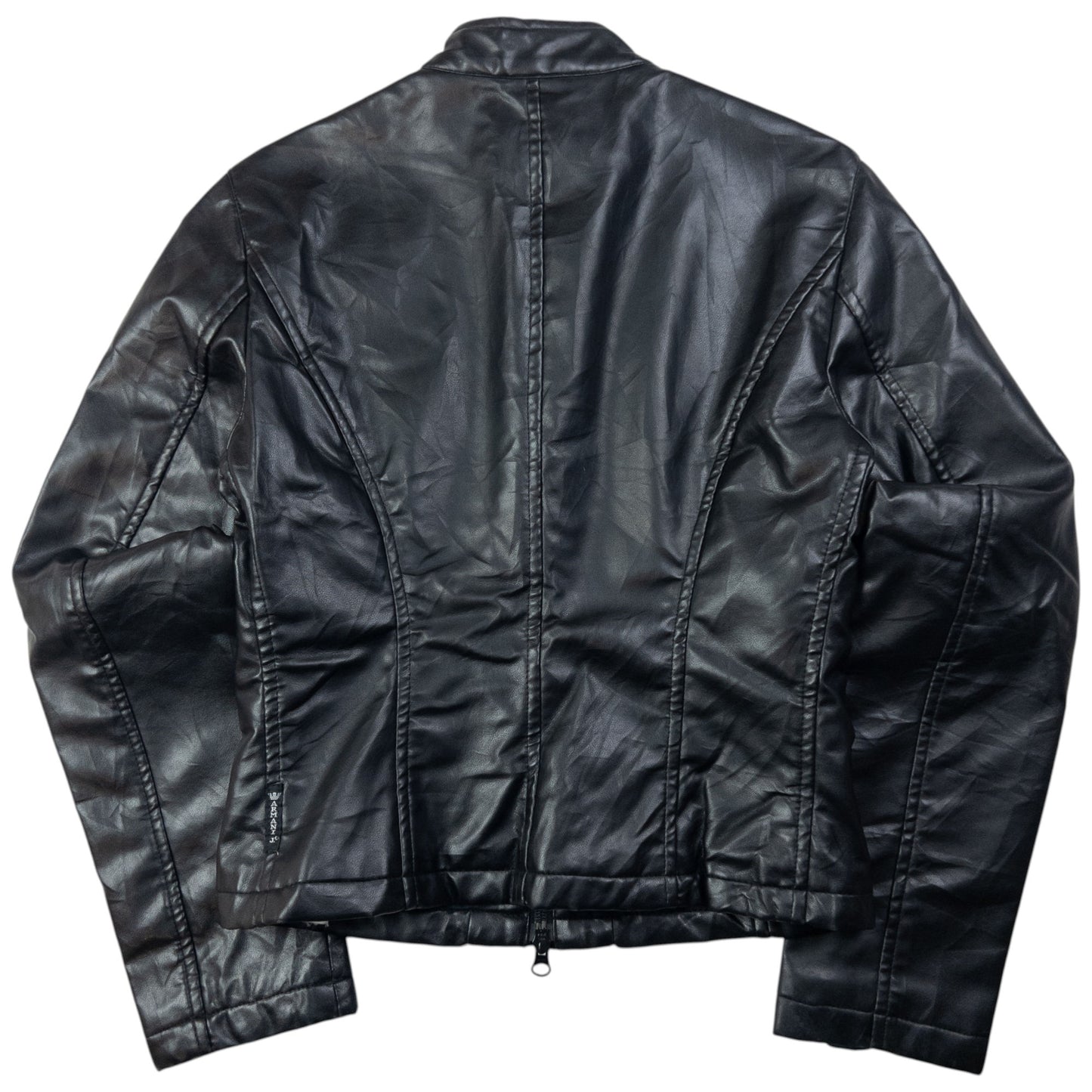 Vintage Armani Jeans Leather Biker Jacket Womens Size S