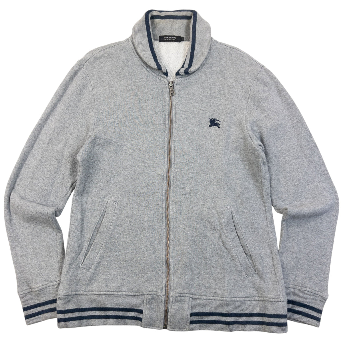 Vintage 2000s Burberry Black Label Zip Up Sweatshirt in grey, photo 2