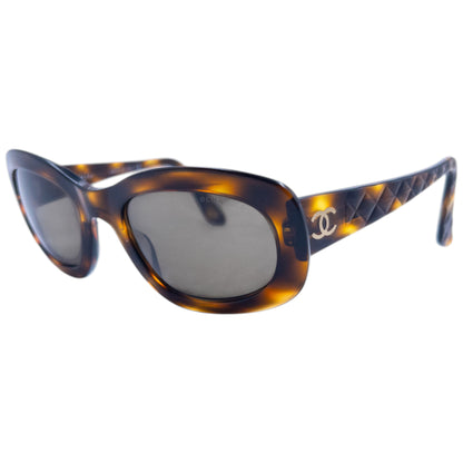Vintage 2000s Chanel Embossed Tortoise Shell Sunglasses