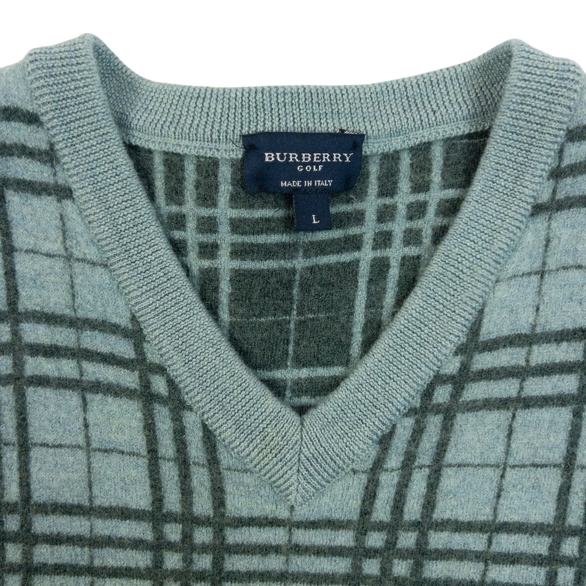 Vintage 2000s Burberry Golf Nova Check Wool Sweater Vest in green (merino wool), photo 3