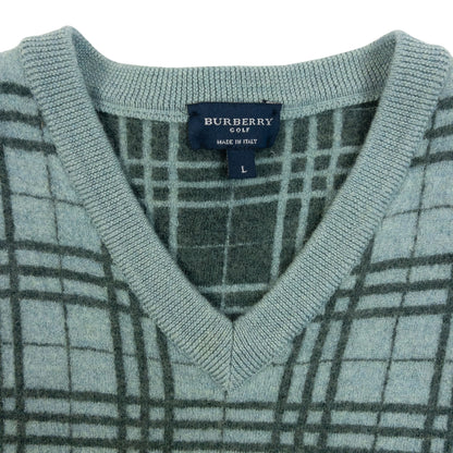 Vintage 2000s Burberry Golf Nova Check Wool Sweater Vest in green (merino wool), photo 3