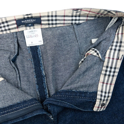 Vintage 2000s Burberry Nova Check Cuff Denim Jeans Size W27