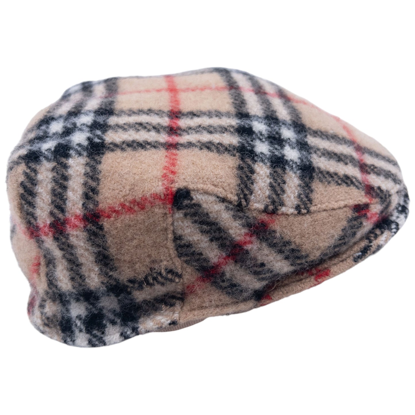 Vintage 90s Burberry Nova Check Wool Flat-Cap Hat
