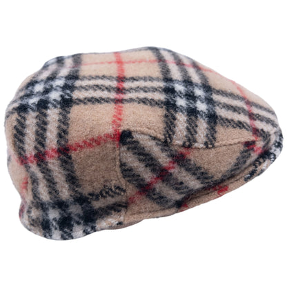 Vintage 90s Burberry Nova Check Wool Flat-Cap Hat