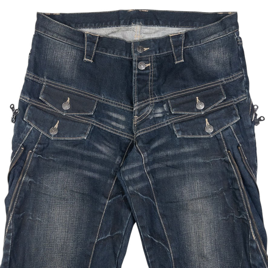 Vintage PPFM Multi Zip Denim Jeans Size W35
