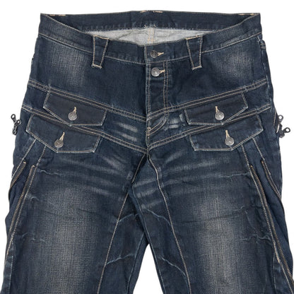 Vintage PPFM Multi Zip Denim Jeans Size W35