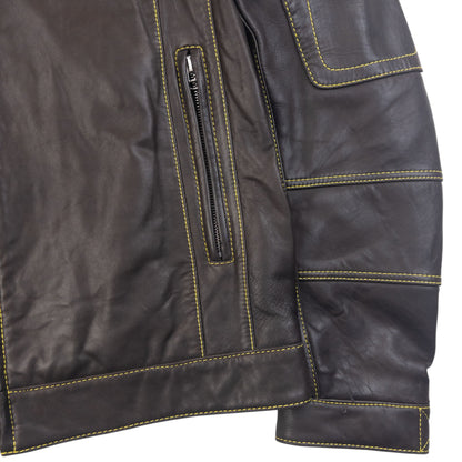 Vintage 90s Hugo Boss Contrast Stitching  Leather Jacket Size L