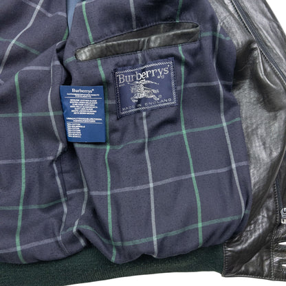 Vintage Burberry Leather Bomber Jacket Size XL