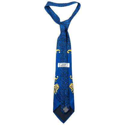 Vintage 90s Gianni Versace Baroque Leopard Print Silk Tie