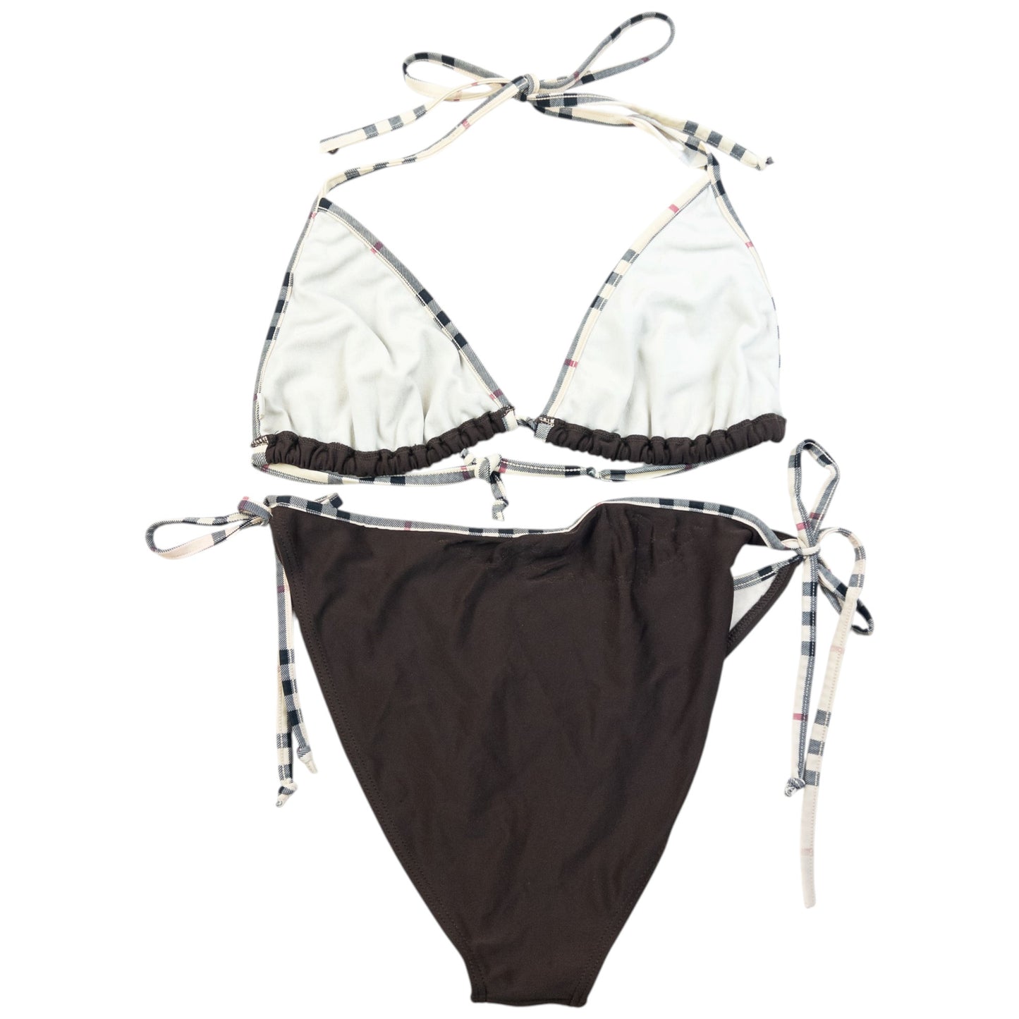 Vintage 2000s Burberry Nova Check Trim Bikini Set Womens Size XXL