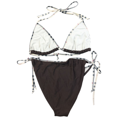 Vintage 2000s Burberry Nova Check Trim Bikini Set Womens Size XXL