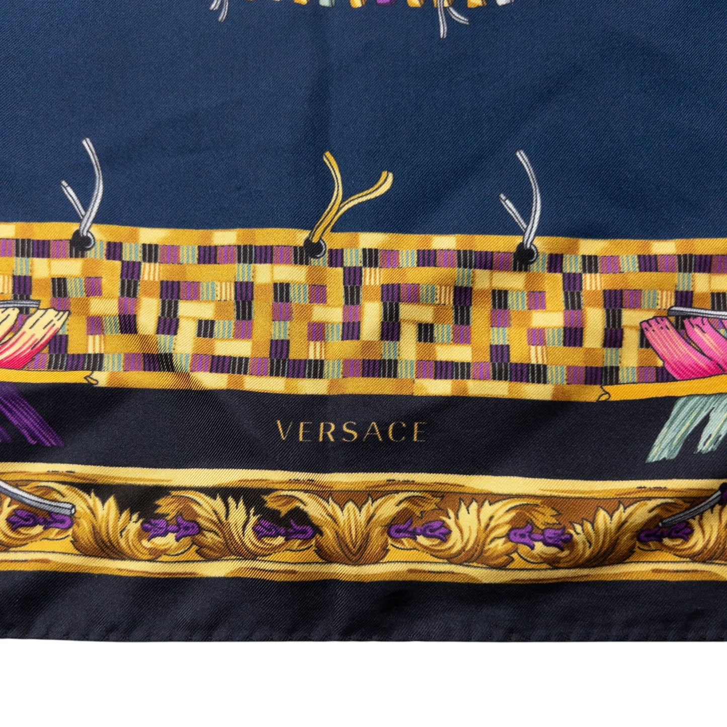 Versace Native American Print Silk Scarf