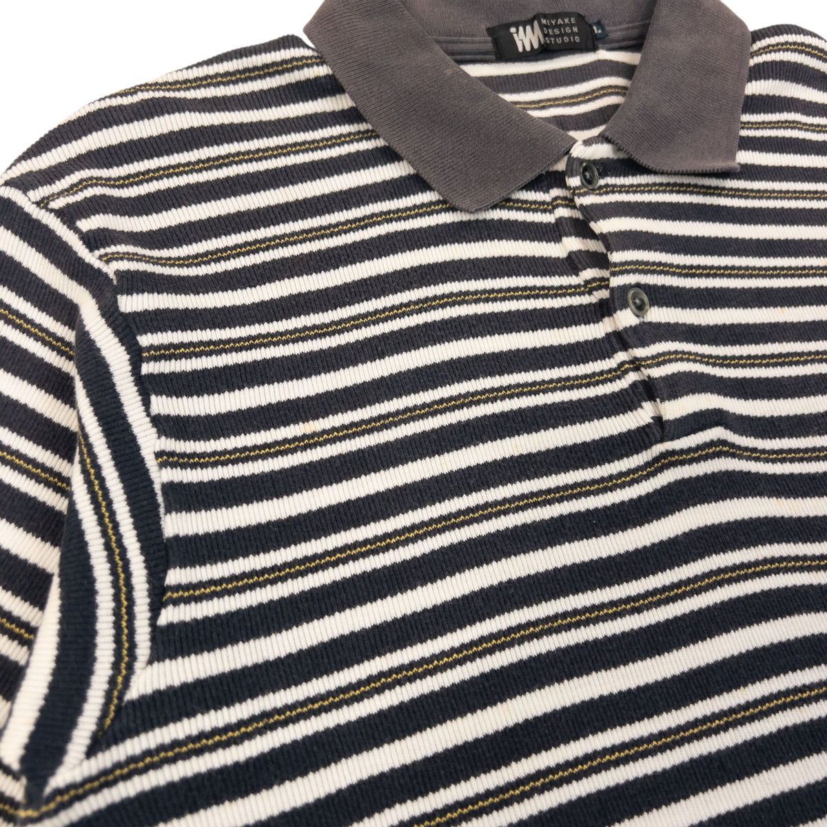 Vintage 2000s Issey Miyake Striped Polo Shirt Womens Size L