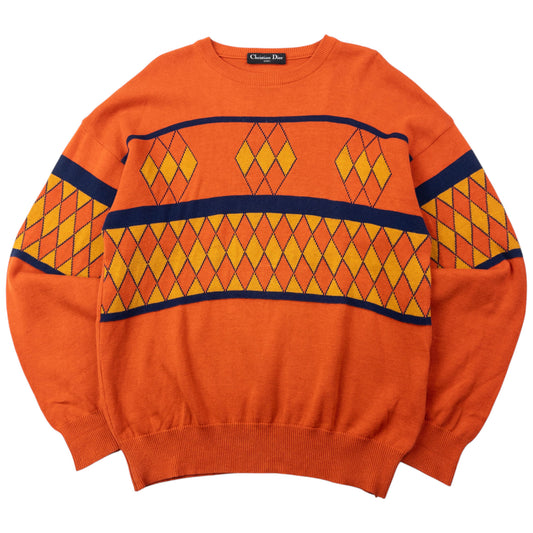 Vintage 90s Dior Sports Argyle Jumper Size S