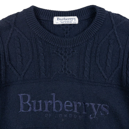 Vintage Burberry Embroidered Cable Knit Jumper Size M