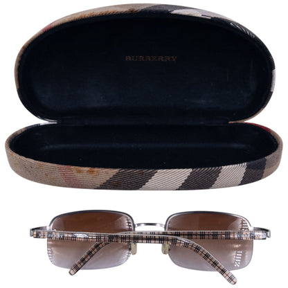 Vintage Burberry Nova Check Rimless Sunglasses