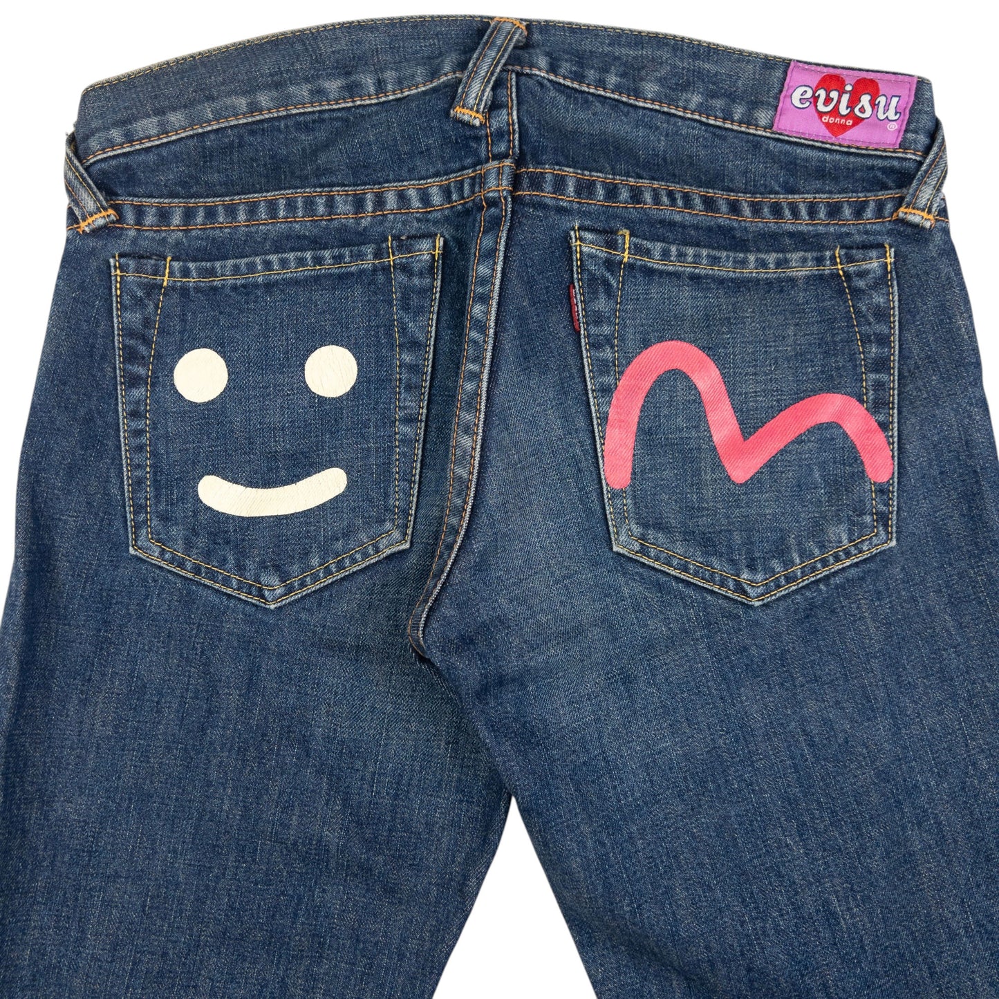 Vintage Evisu Donna Gull Smiley Face Japanese Denim Jeans Womens Size W31