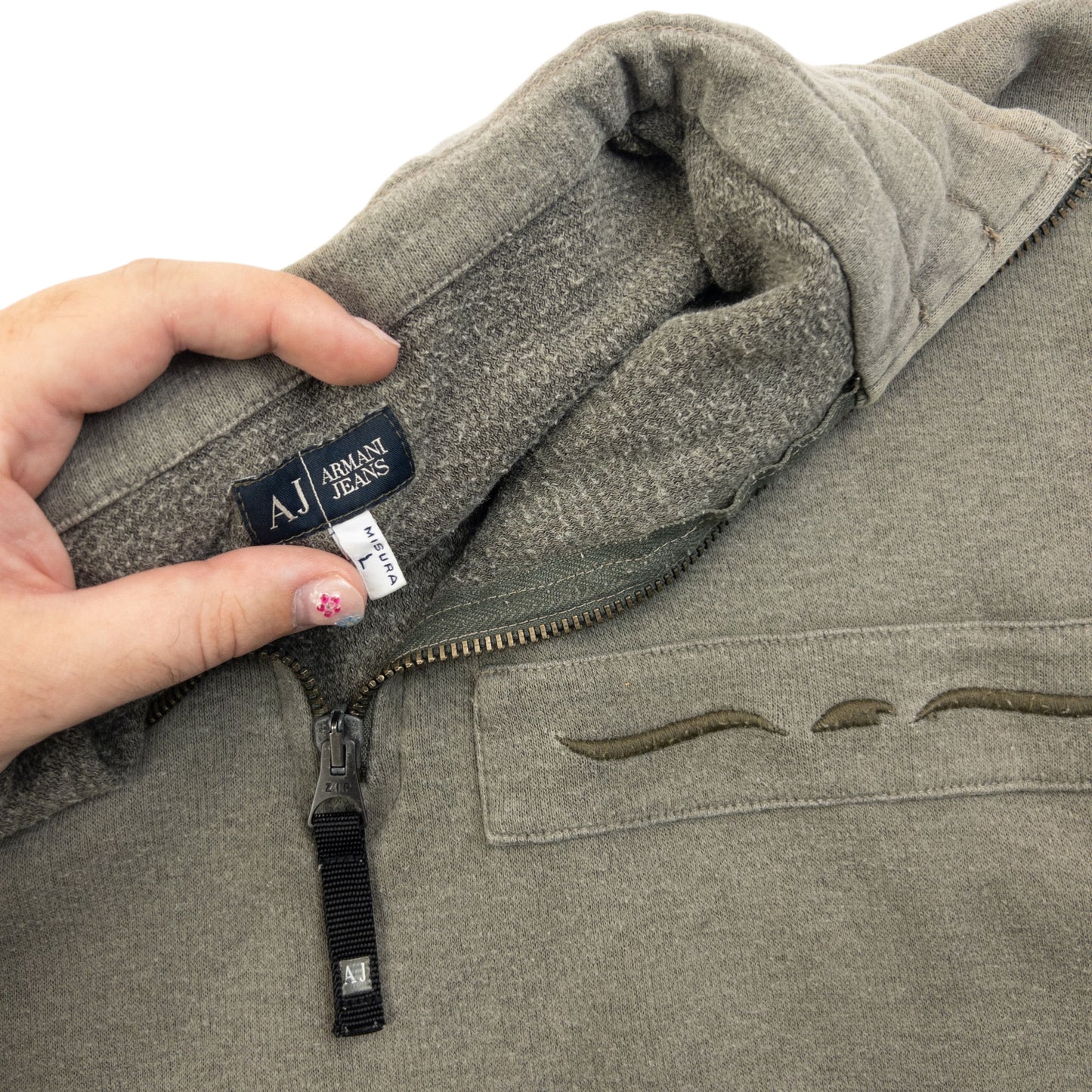 Vintage 2000s Armani Jeans Q Zip Hemp Sweatshirt Size XS