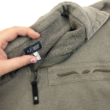 Vintage 2000s Armani Jeans Q Zip Hemp Sweatshirt Size XS