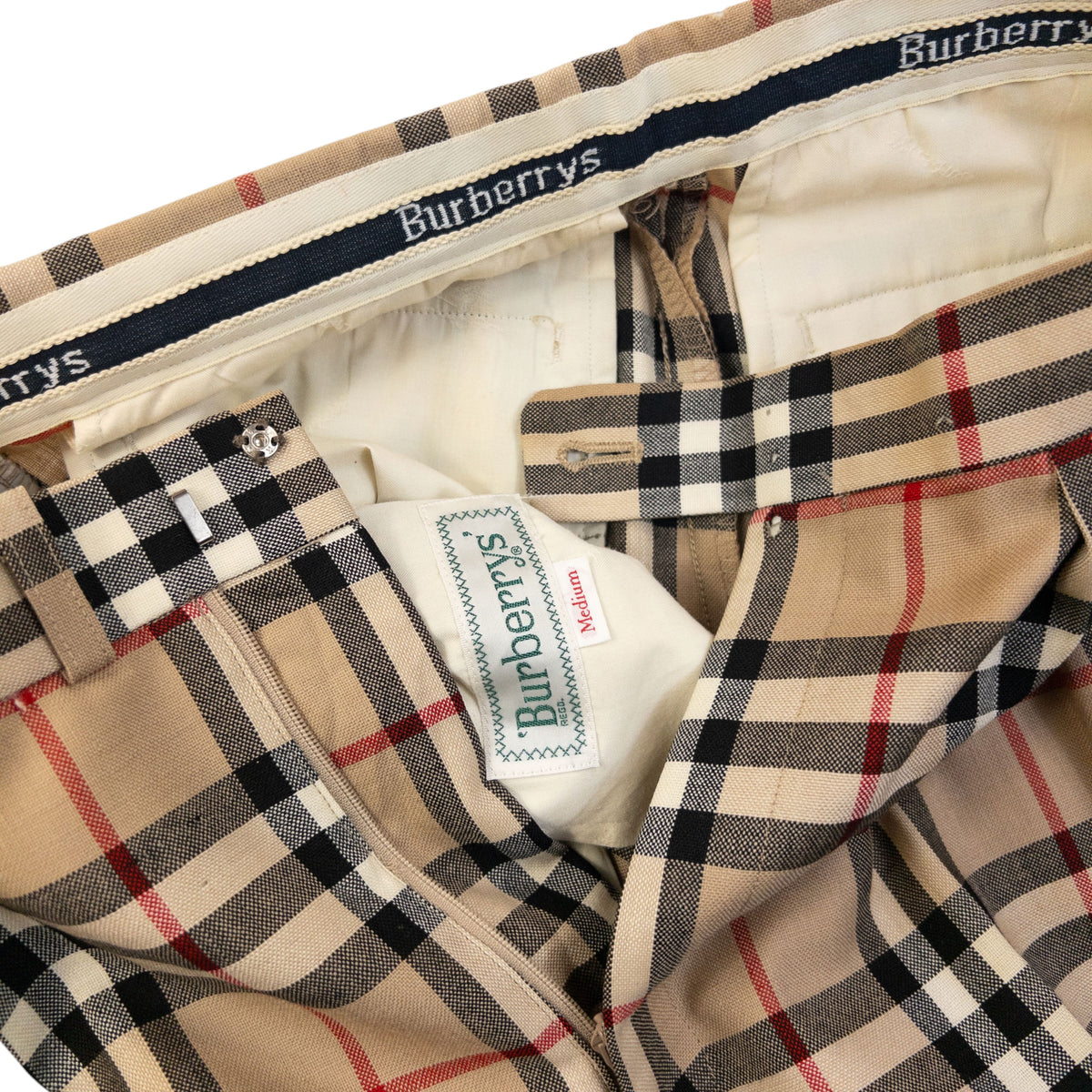 Vintage 80s Burberry Nova Check Pleated Trousers Size W26