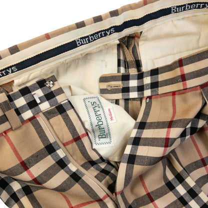 Vintage 80s Burberry Nova Check Pleated Trousers Size W26