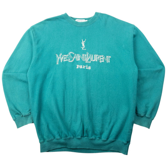 Vintage 2000s YSL Yves Saint Laurent Embroidered Sweatshirt Size M