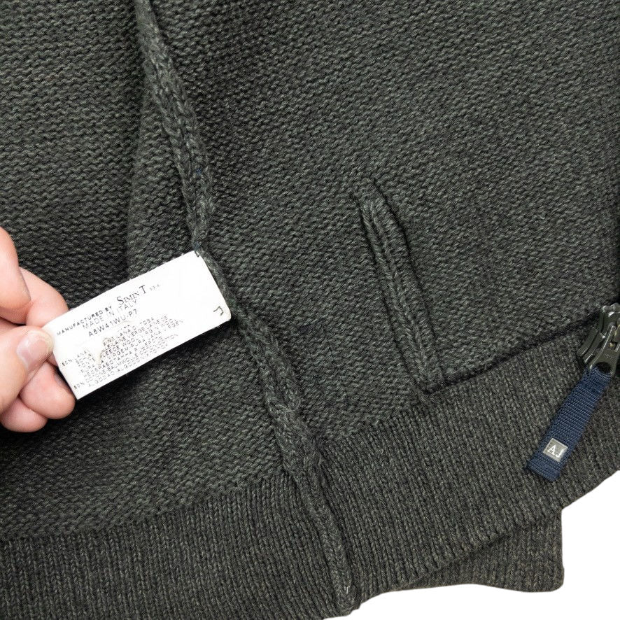 Vintage Armani Jeans Zip Up Knit Hoodie Size M