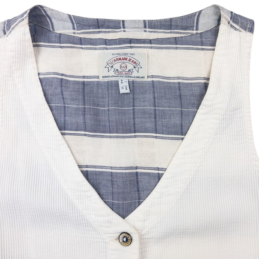 Vintage Armani Jeans Ribbed Button Up Vest Womens Size S