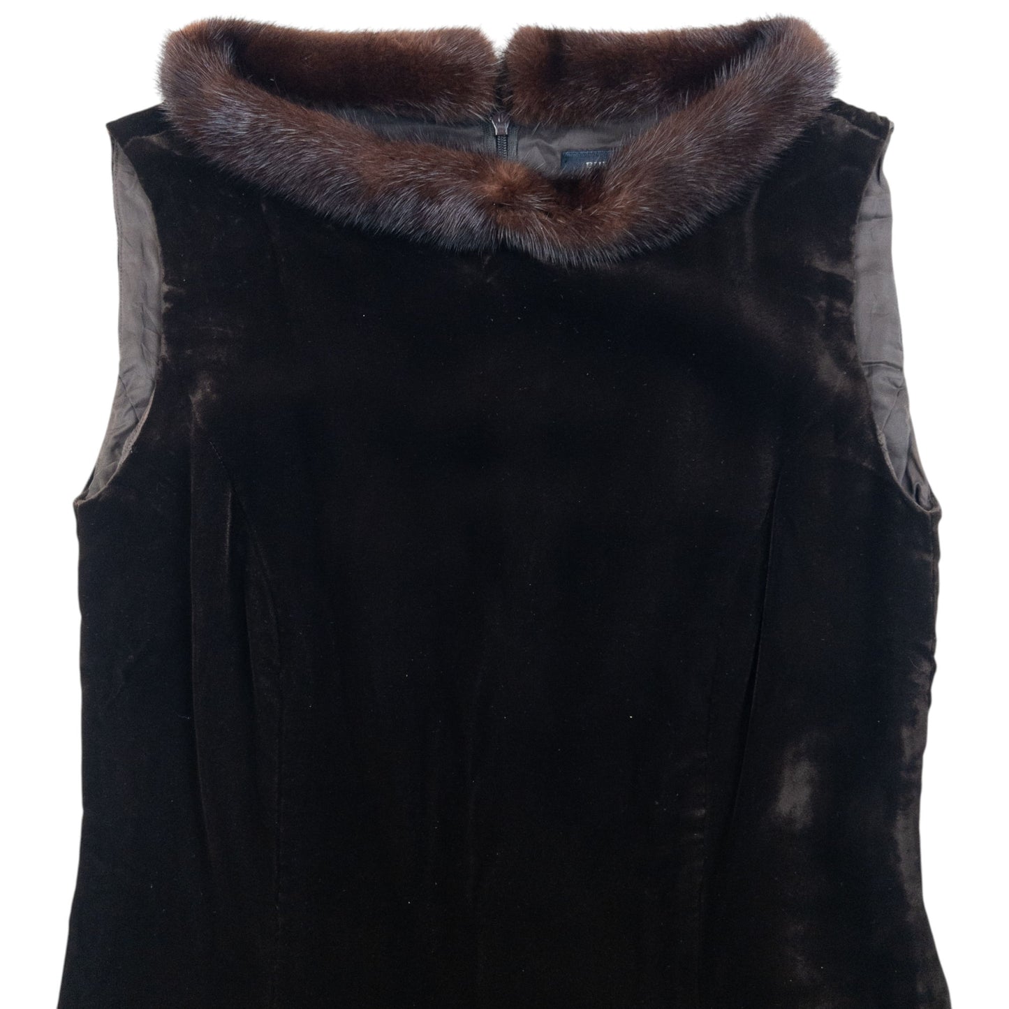 Vintage 2000s Burberry Fur Collar Velour Dress Womens Size S