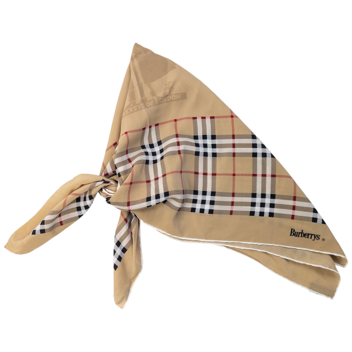 Vintage 90s Burberry Nova Check Silk Scarf in beige, photo 6