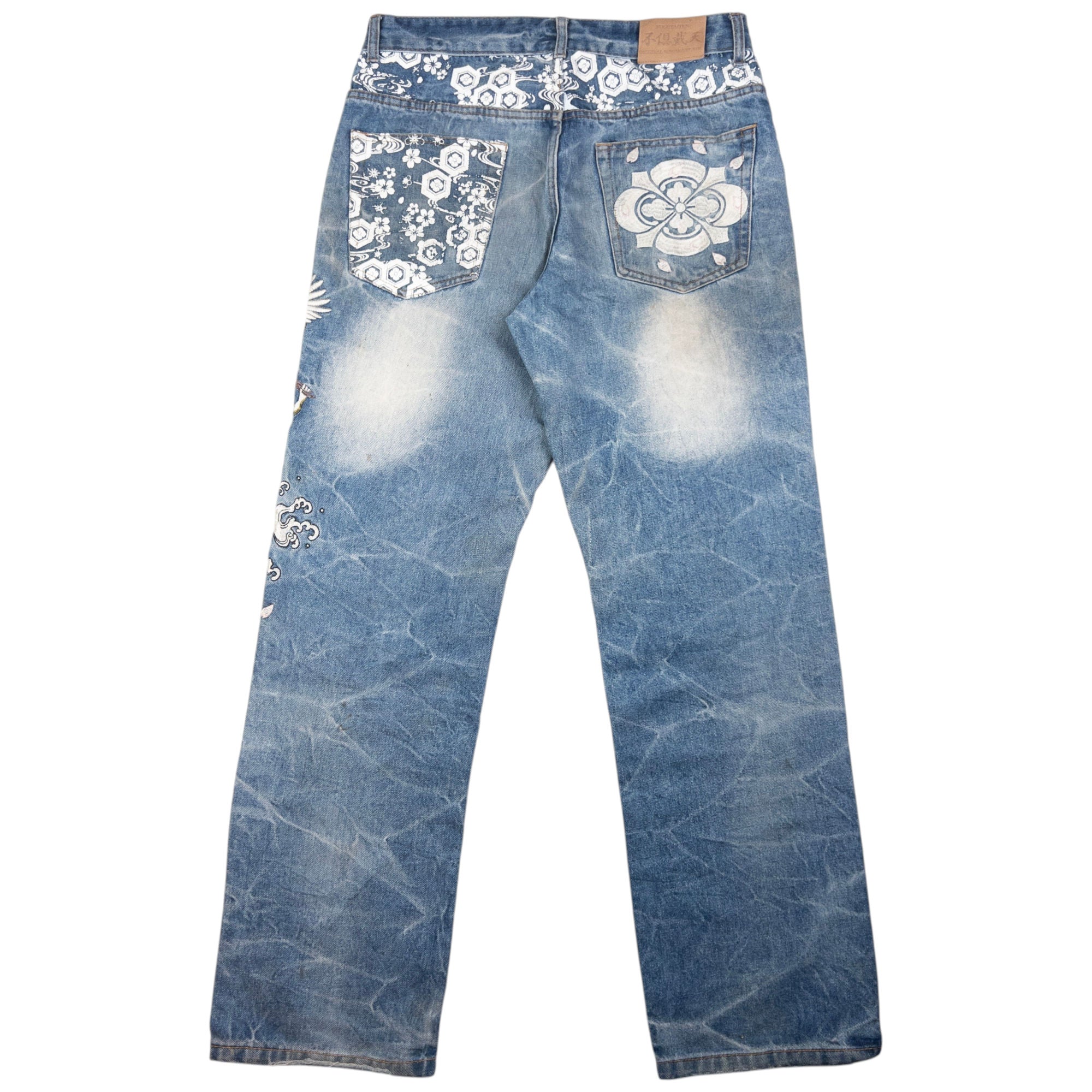 Vintage Fugutaiten Wagara Embroidered Japanese Denim Jeans W31