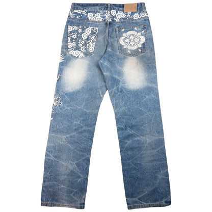 Vintage Fugutaiten Wagara Embroidered Japanese Denim Jeans W31