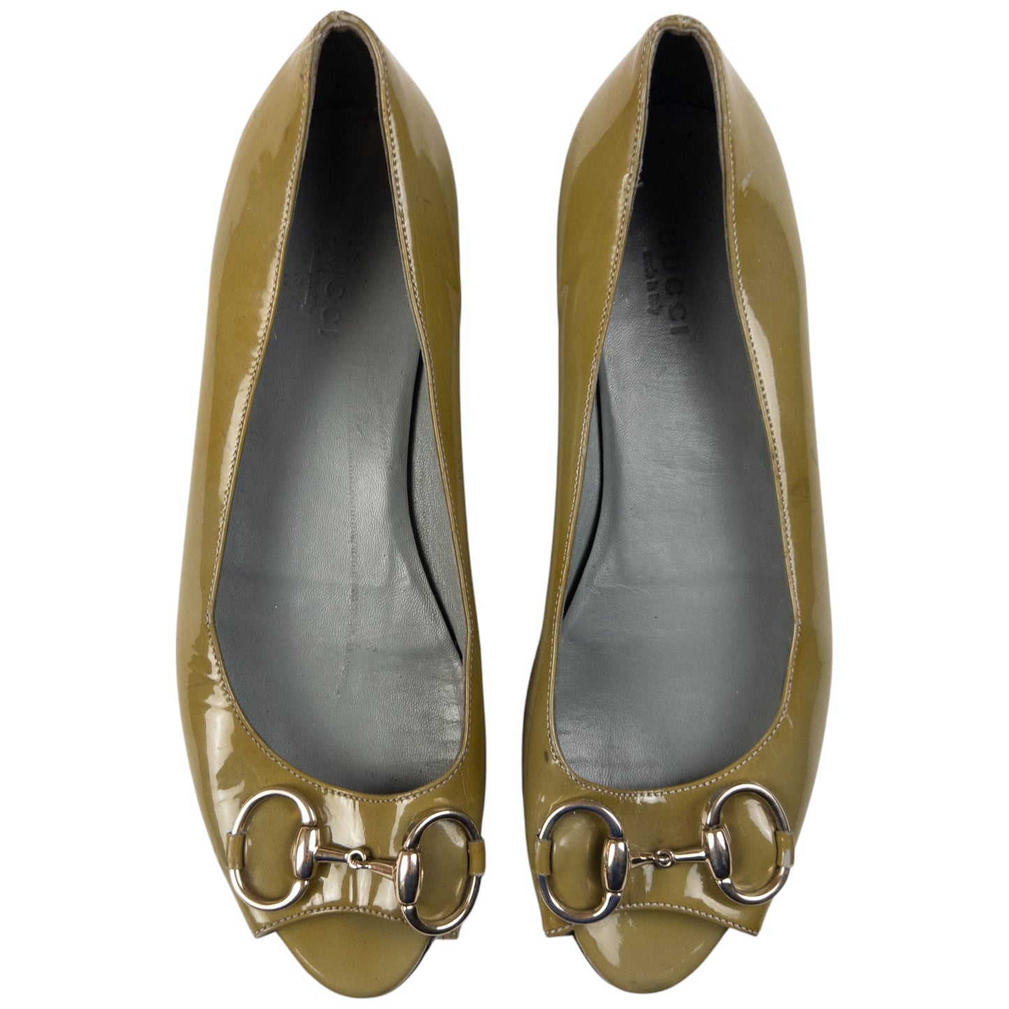 Vintage Gucci Peep Toe Horse Bite Flat Shoes Womens Size UK 4.5