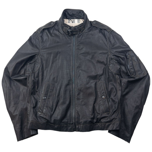 Vintage 2000s Burberry Brit Nova Check Lined Leather Jacket Size M