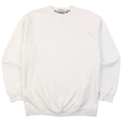 Vintage 80s YSL Yves Saint Laurent Embroidered Sweatshirt in white, embroidered logo text