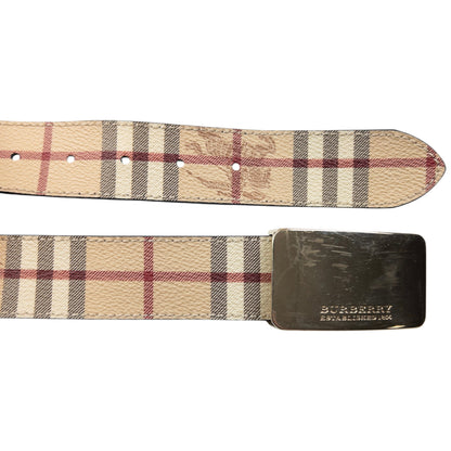 Vintage 2000s Burberry Nova Check Leather Belt Size XL