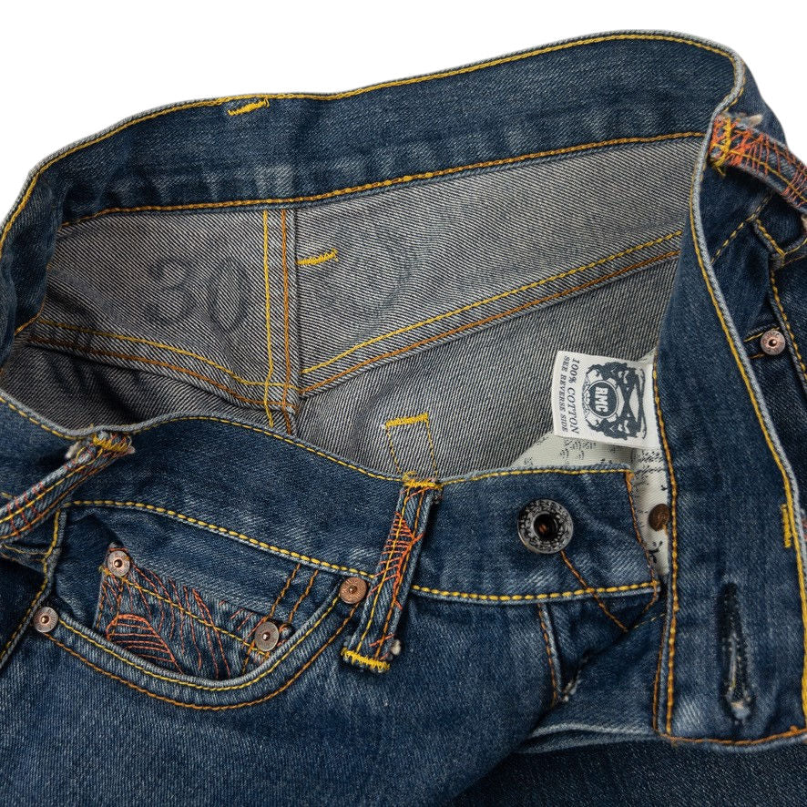 Vintage RMC Red Monkey Company Embroidered Wave Japanese Denim Jeans Size W29