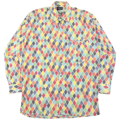 Vintage Versace 2000s Jeans Couture Pattern Long Sleeve Button Up Shirt Size S