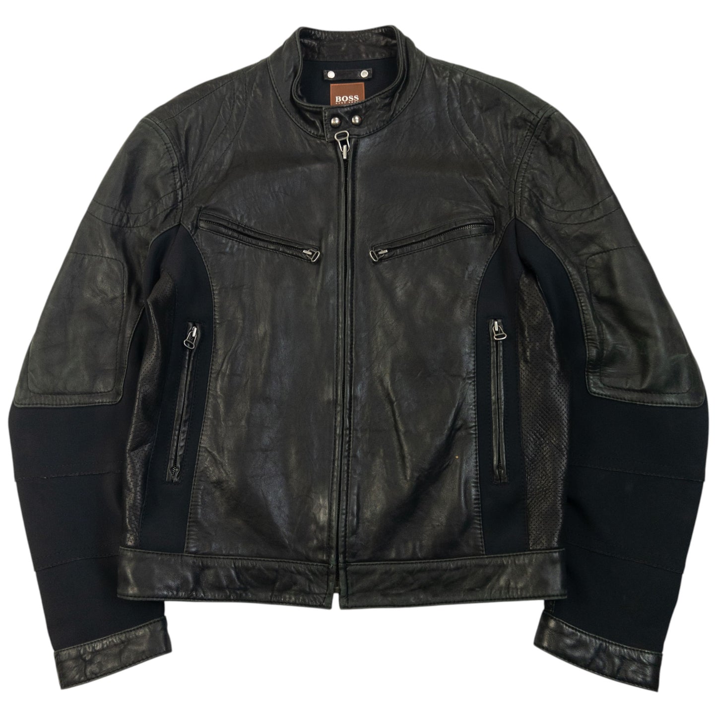 Vintage 90s Hugo Boss Zip Up Leather Jacket Size S