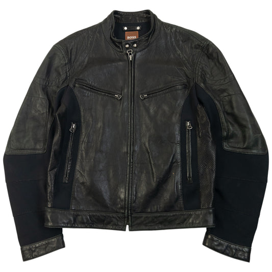 Vintage 90s Hugo Boss Zip Up Leather Jacket Size S