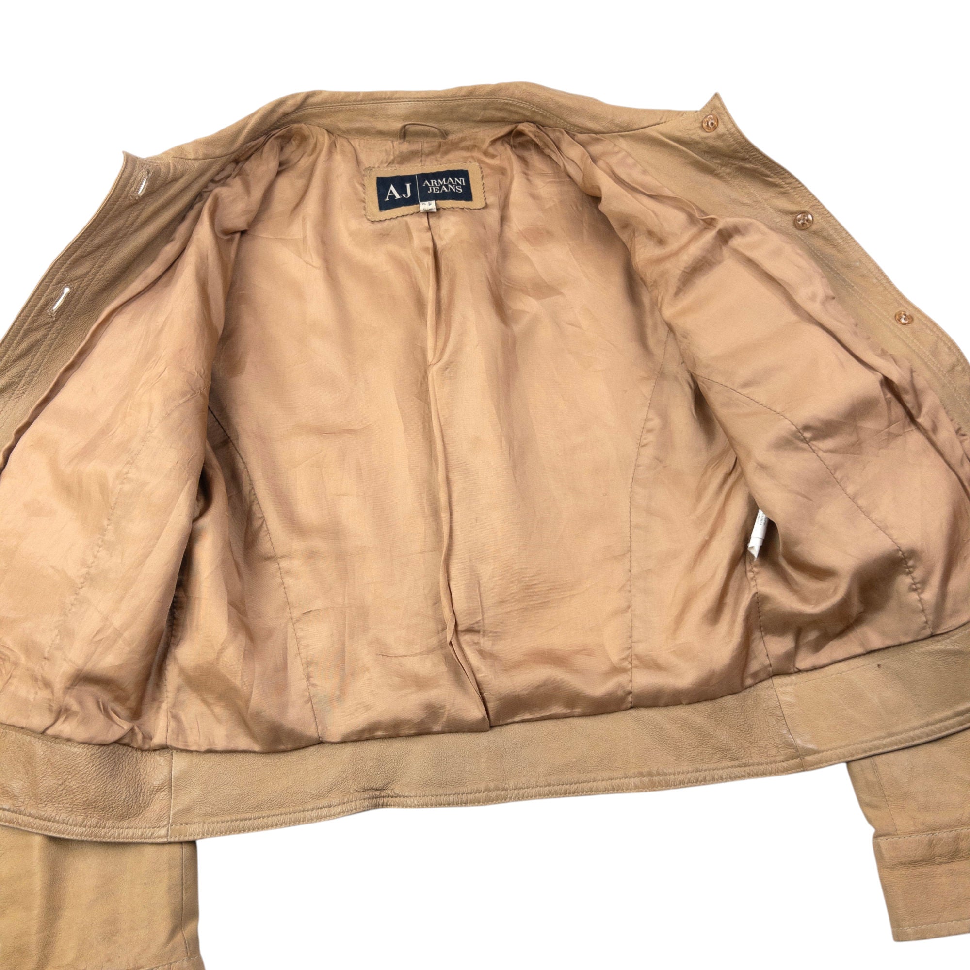 Vintage 2000s Armani Jeans Button Up Leather Jacket Womens Size M